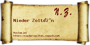 Nieder Zoltán névjegykártya